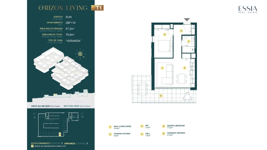 Apartamento T1 para Venda em Gondomar (São Cosme), Valbom e Jovim Planta 1