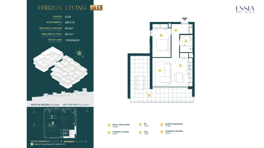 Apartamento T1 para Venda em Gondomar (São Cosme), Valbom e Jovim Planta 1