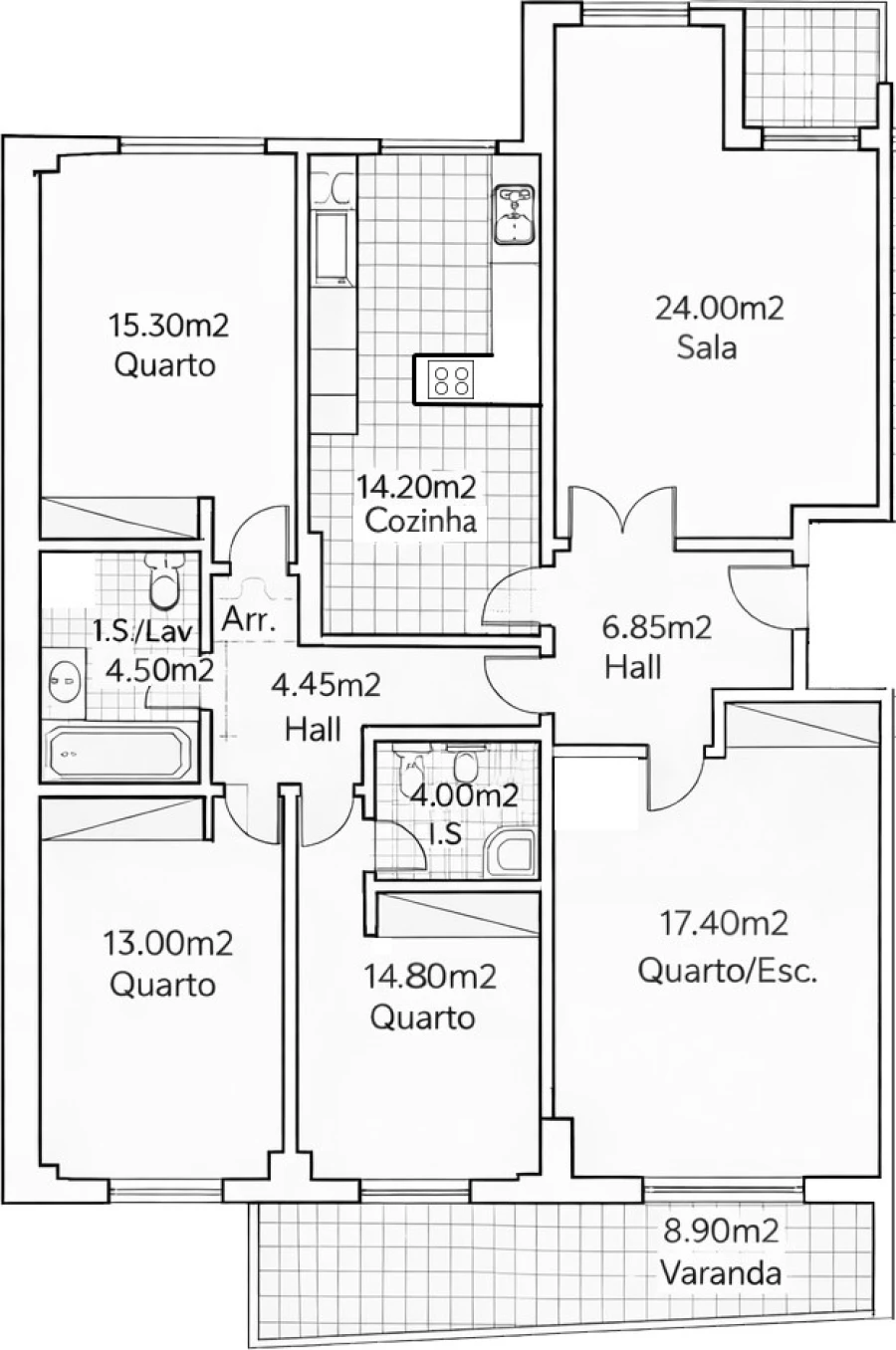Apartamento T4 para Venda em Loule (São Clemente) Planta 1