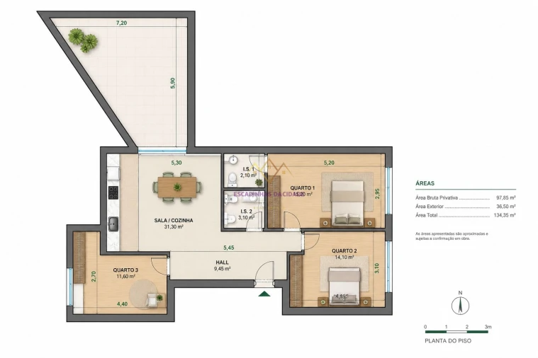 Apartamento T3 para Venda em Alverca do Ribatejo e Sobralinho Planta 1
