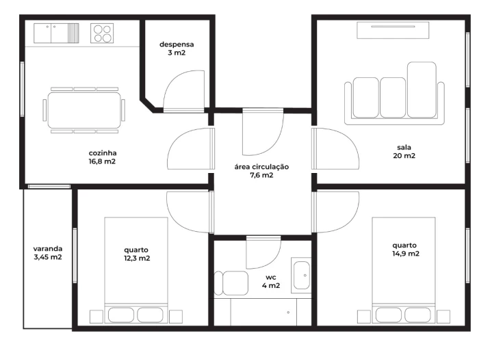 Apartamento T2 para Venda em Nazare Planta 1