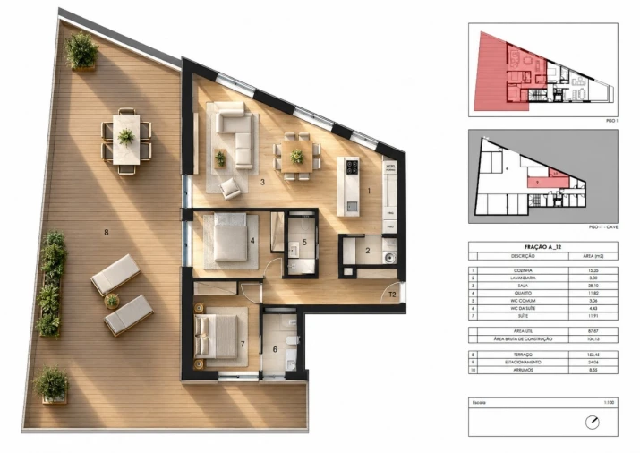 Apartamento T2 para Venda em Gondomar (São Cosme), Valbom e Jovim Planta 1