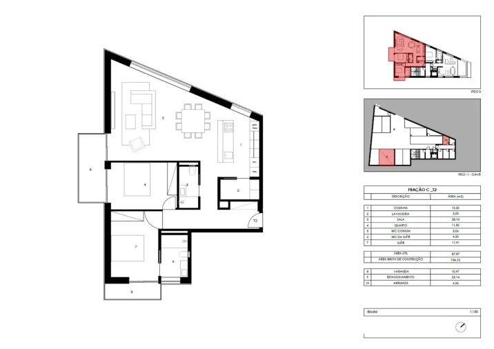Apartamento T2 para Venda em Gondomar (São Cosme), Valbom e Jovim Planta 1