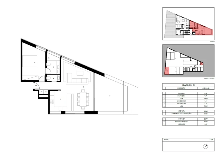 Apartamento T1 para Venda em Gondomar (São Cosme), Valbom e Jovim Planta 1
