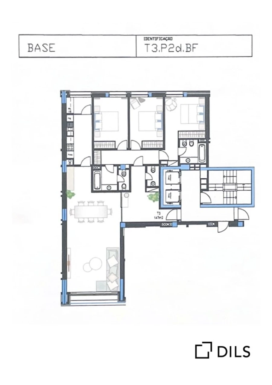 Apartamento T3 para Venda em Matosinhos e Leça da Palmeira Planta 1
