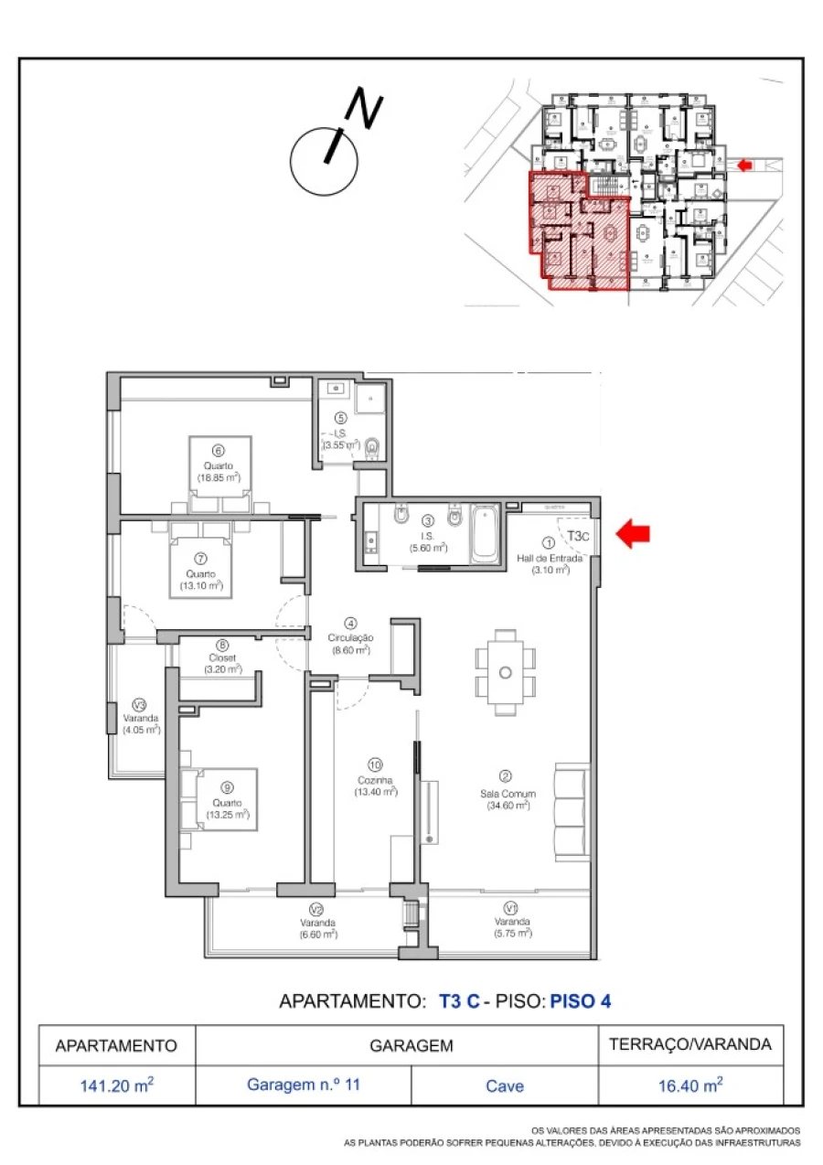 Apartamento T3 para Venda em Tavarede Planta 3