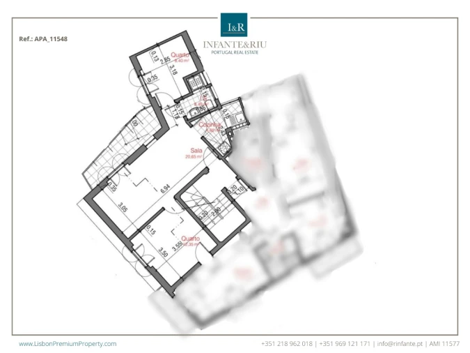 Apartamento T2 para Arrendamento em Cascais e Estoril Planta 1
