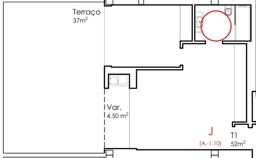 Apartamento T1 para Venda em Fânzeres e São Pedro da Cova Planta 1