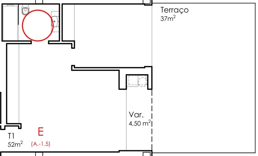 Apartamento T1 para Venda em Fânzeres e São Pedro da Cova Planta 1