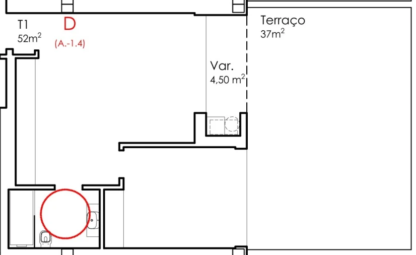 Apartamento T1 para Venda em Fânzeres e São Pedro da Cova Planta 1