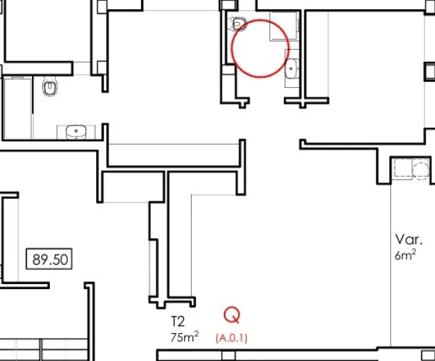 Apartamento T2 para Venda em Fânzeres e São Pedro da Cova Planta 1