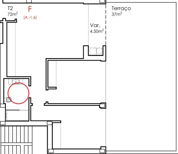 Apartamento T2 para Venda em Fânzeres e São Pedro da Cova Planta 1