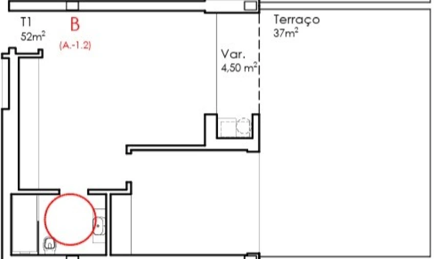 Apartamento T1 para Venda em Fânzeres e São Pedro da Cova Planta 1