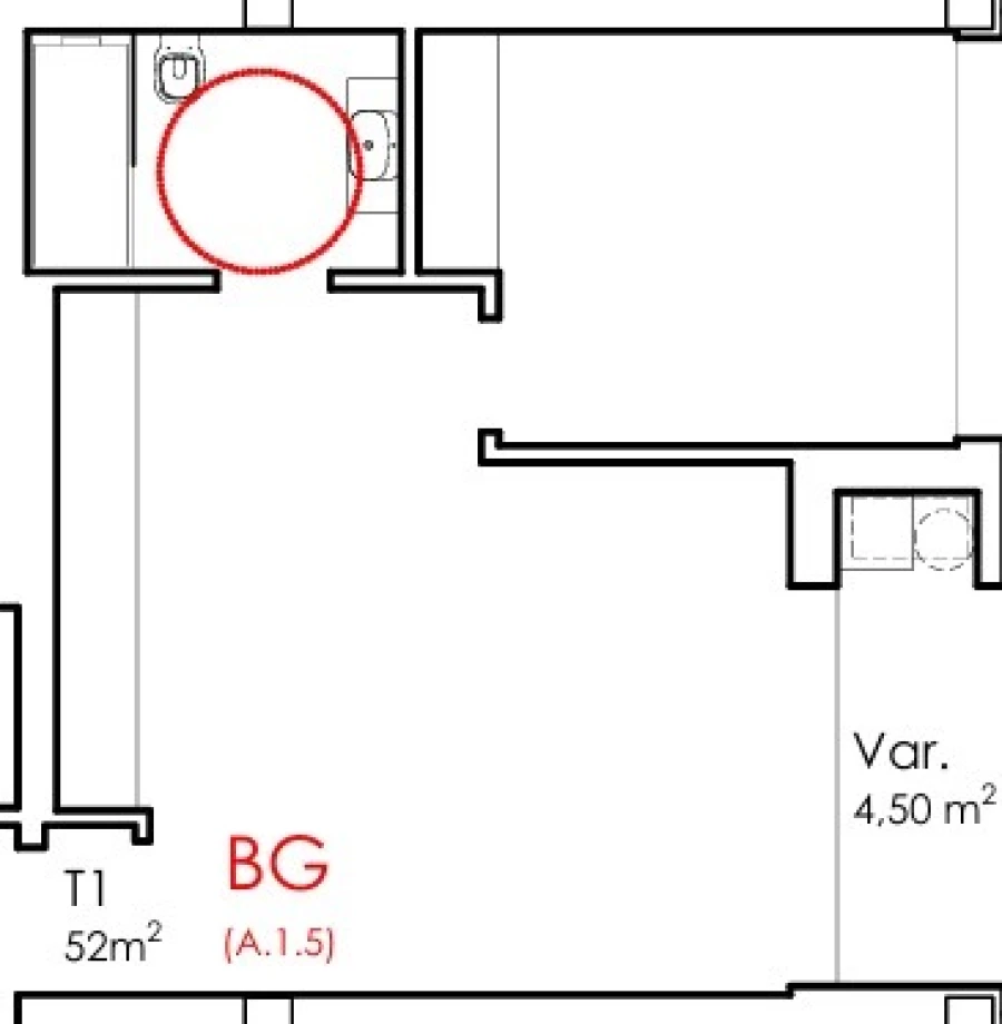 Apartamento T1 para Venda em Fânzeres e São Pedro da Cova Planta 1