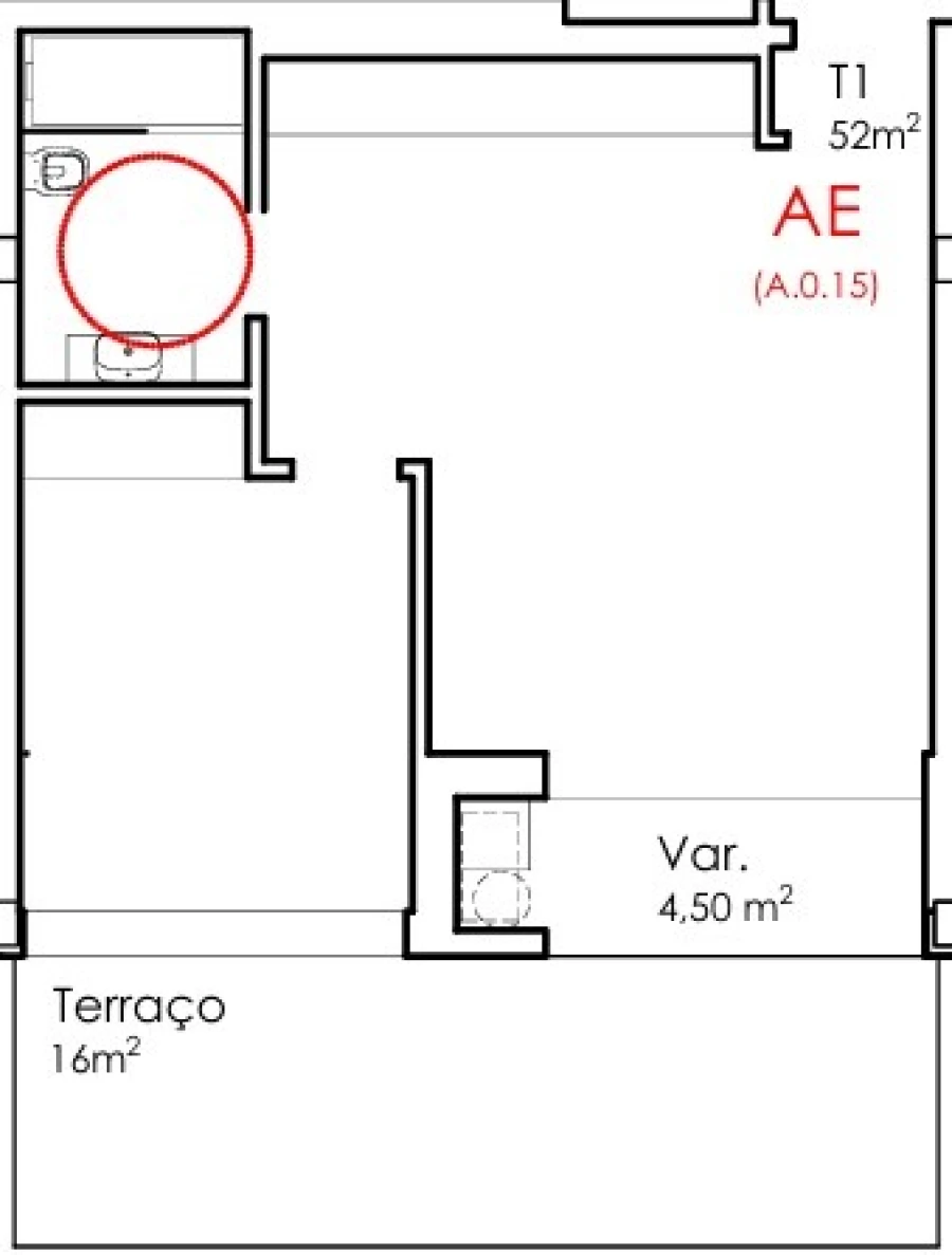 Apartamento T1 para Venda em Fânzeres e São Pedro da Cova Planta 1