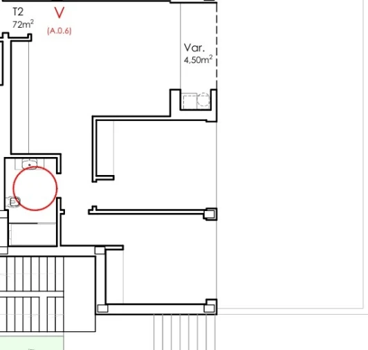 Apartamento T2 para Venda em Fânzeres e São Pedro da Cova Planta 1