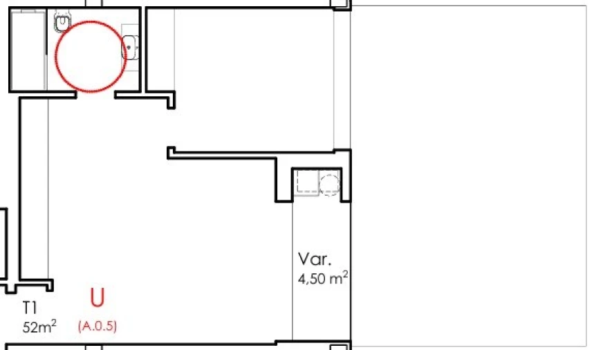 Apartamento T1 para Venda em Fânzeres e São Pedro da Cova Planta 1