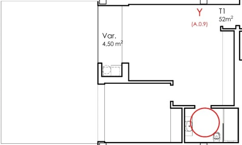 Apartamento T1 para Venda em Fânzeres e São Pedro da Cova Planta 1