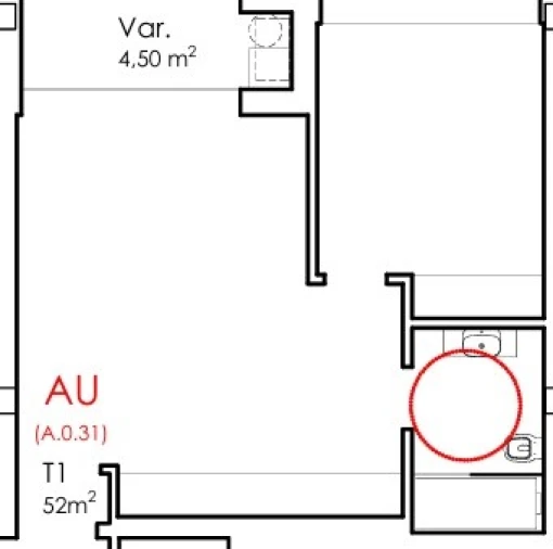 Apartamento T1 para Venda em Fânzeres e São Pedro da Cova Planta 1