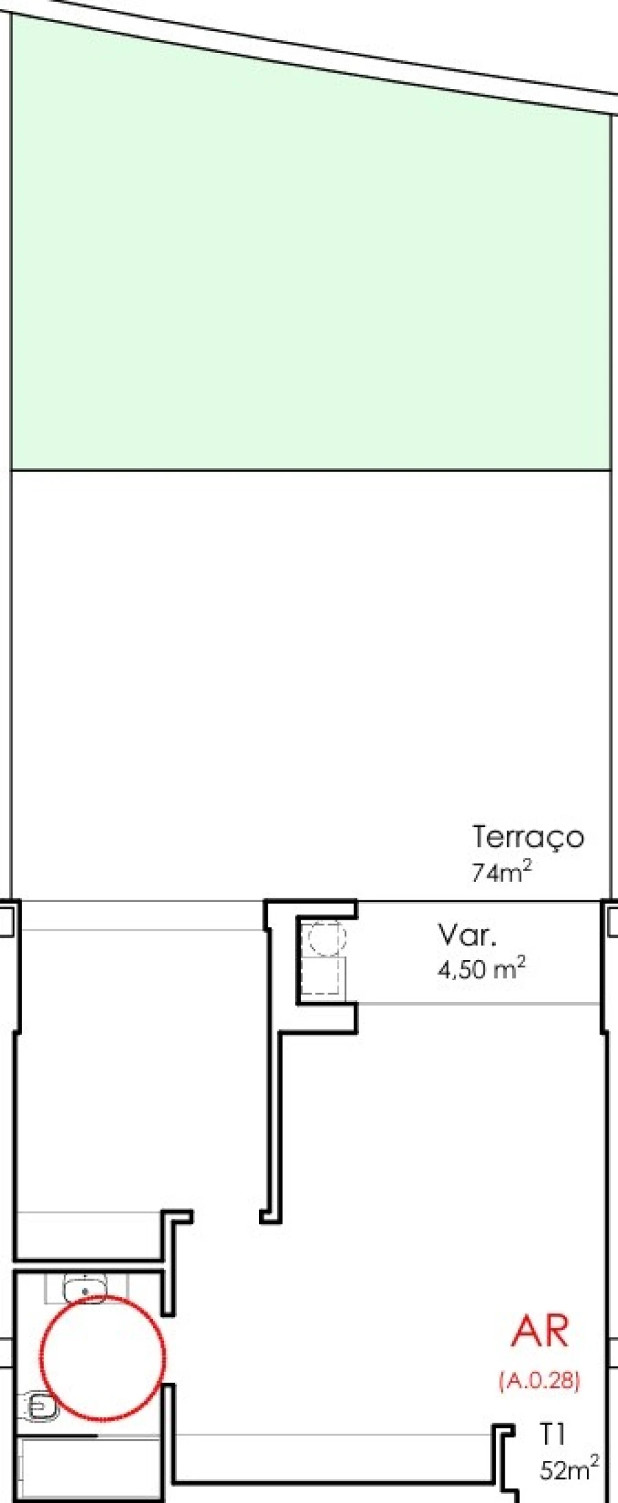 Apartamento T1 para Venda em Fânzeres e São Pedro da Cova Planta 1