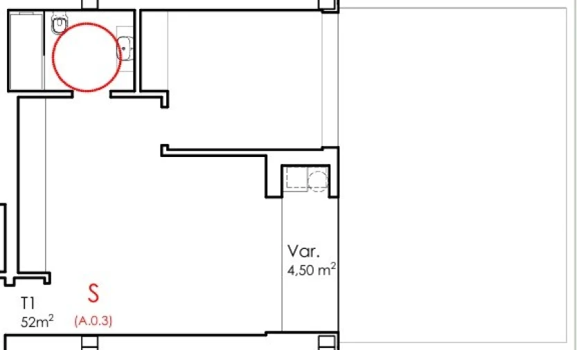 Apartamento T1 para Venda em Fânzeres e São Pedro da Cova Planta 1