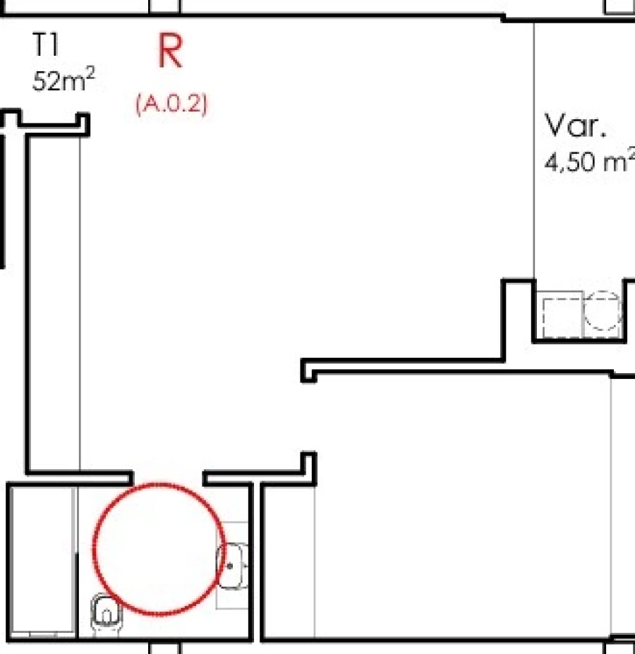 Apartamento T1 para Venda em Fânzeres e São Pedro da Cova Planta 1