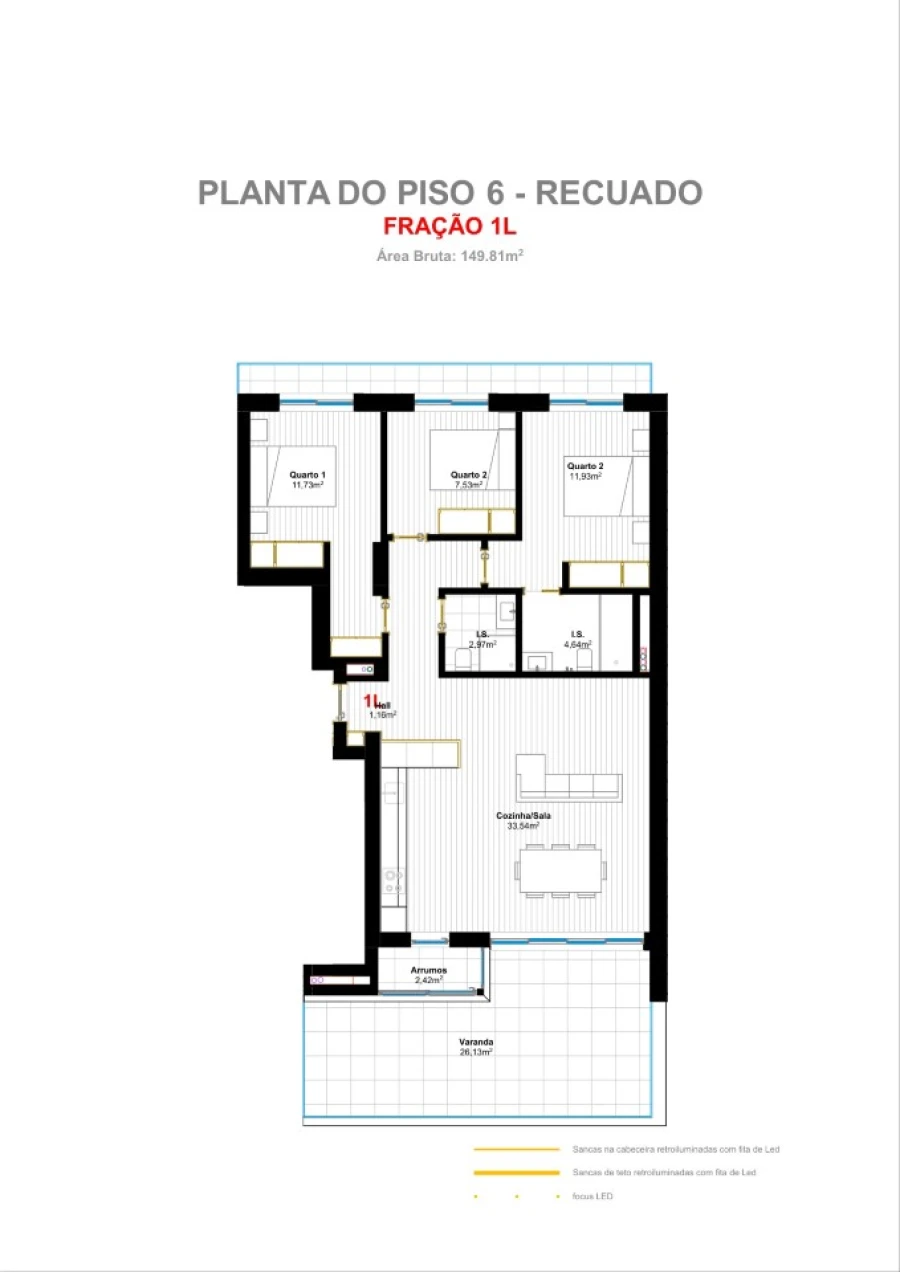 Apartamento T3 para Venda em Glória e Vera Cruz Planta 1