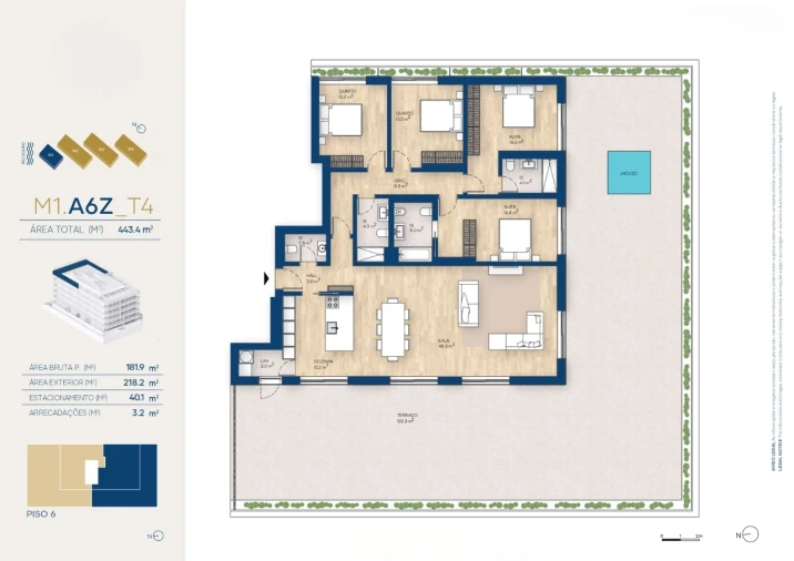 Apartamento T4 para Venda em Canidelo Planta 1