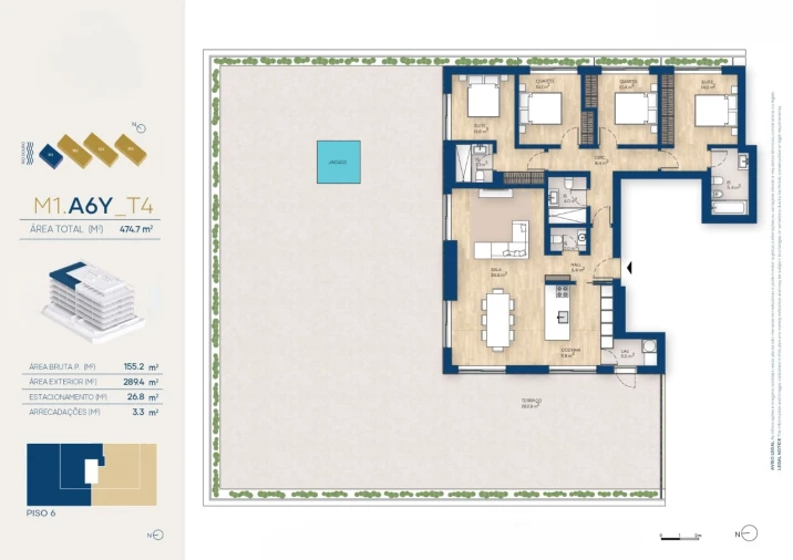 Apartamento T4 para Venda em Canidelo Planta 1