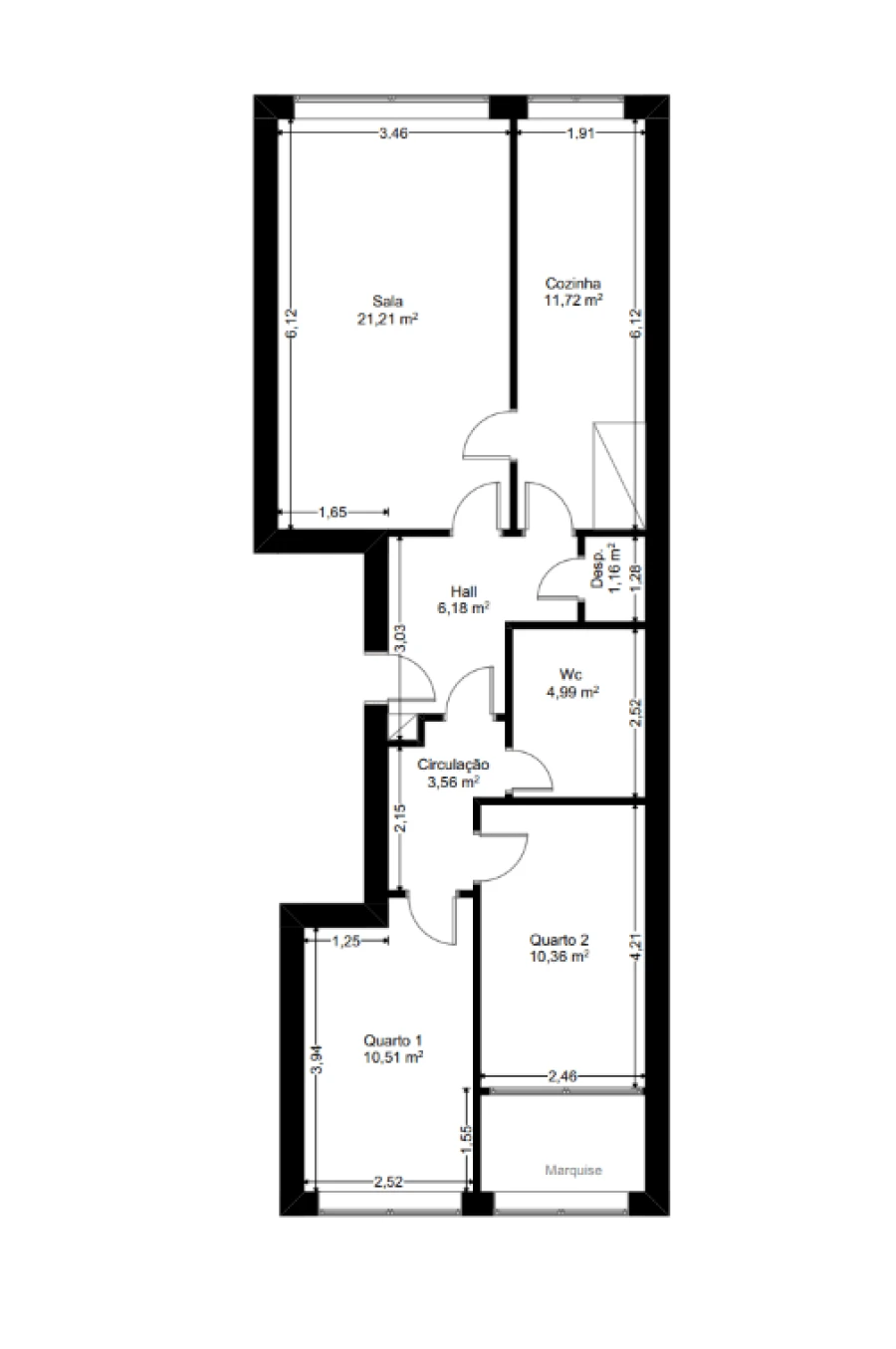 Apartamento T2 para Venda em Cedofeita, Santo Ildefonso, Sé, Miragaia, São Nicolau e Vitória Planta 1