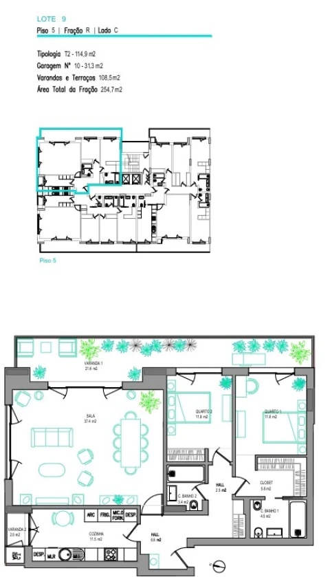 Apartamento T2 para Venda em Carcavelos e Parede