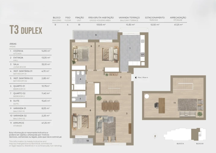 Apartamento T3 para Venda em Montijo e Afonsoeiro Planta 1