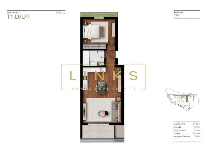 Apartamento T1 para Venda em Imaculado Coração de Maria Foto 8