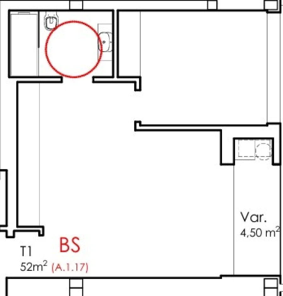 Apartamento T1 para Venda em Fânzeres e São Pedro da Cova Planta 1