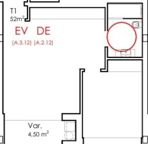 Apartamento T1 para Venda em Fânzeres e São Pedro da Cova Planta 1