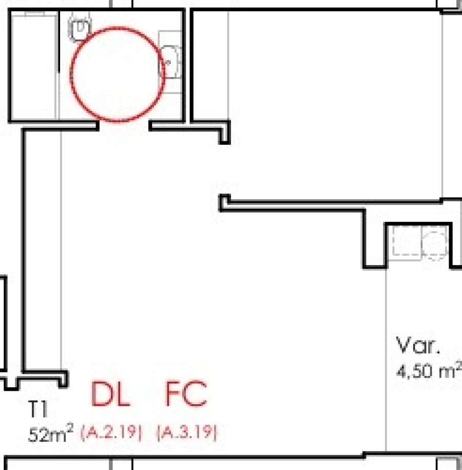 Apartamento T1 para Venda em Fânzeres e São Pedro da Cova Planta 1