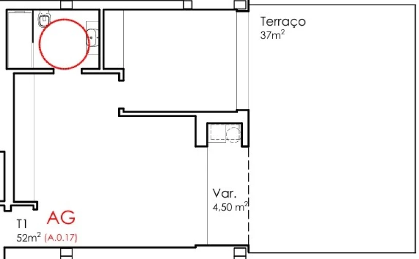 Apartamento T1 para Venda em Fânzeres e São Pedro da Cova Planta 1