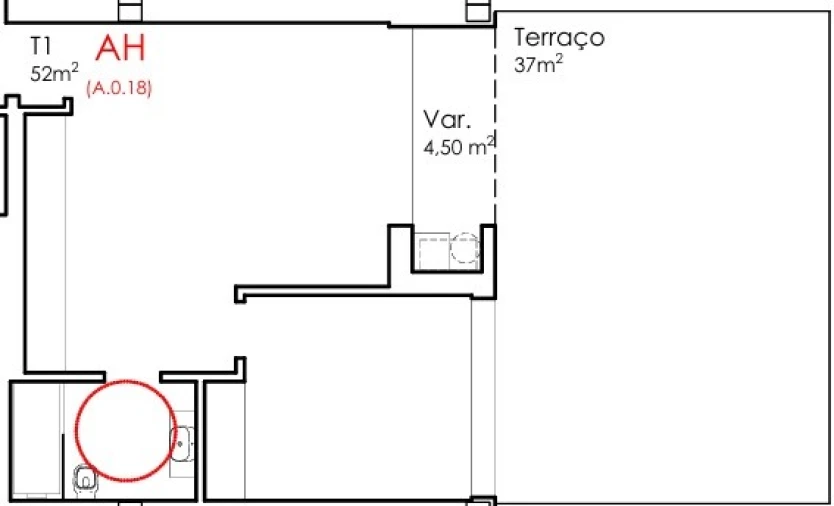 Apartamento T1 para Venda em Fânzeres e São Pedro da Cova Planta 1