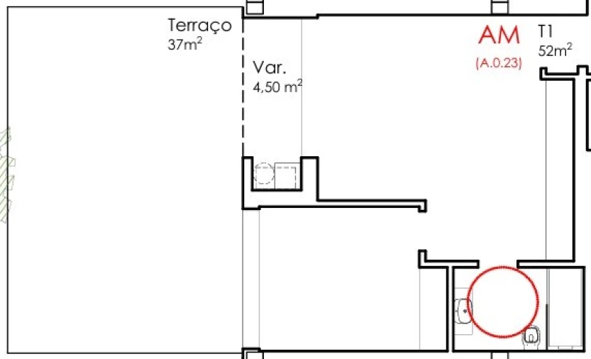 Apartamento T1 para Venda em Fânzeres e São Pedro da Cova Planta 1