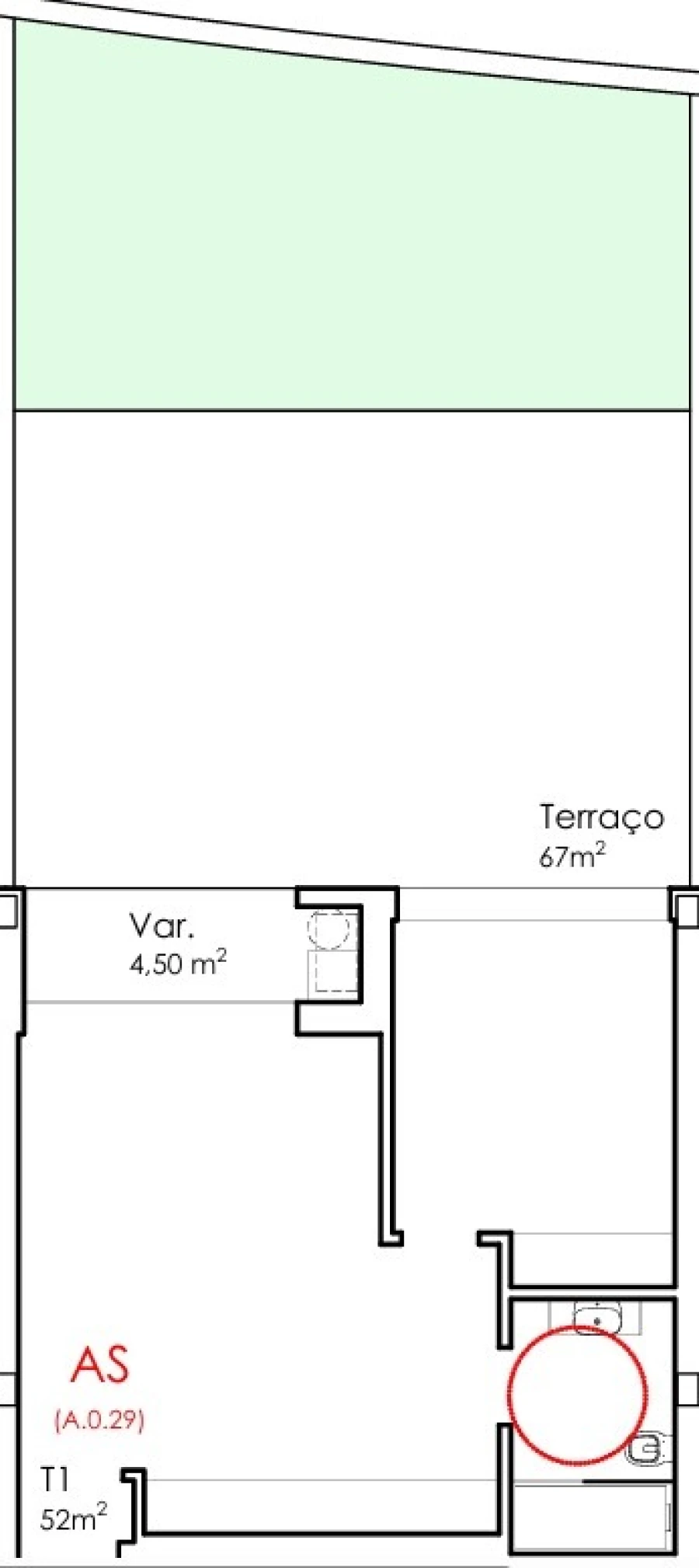 Apartamento T1 para Venda em Fânzeres e São Pedro da Cova Planta 1