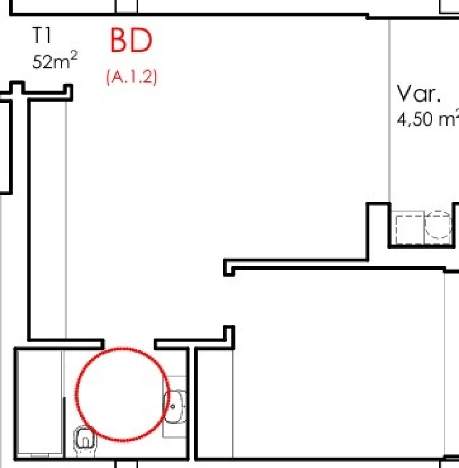 Apartamento T1 para Venda em Fânzeres e São Pedro da Cova Planta 1
