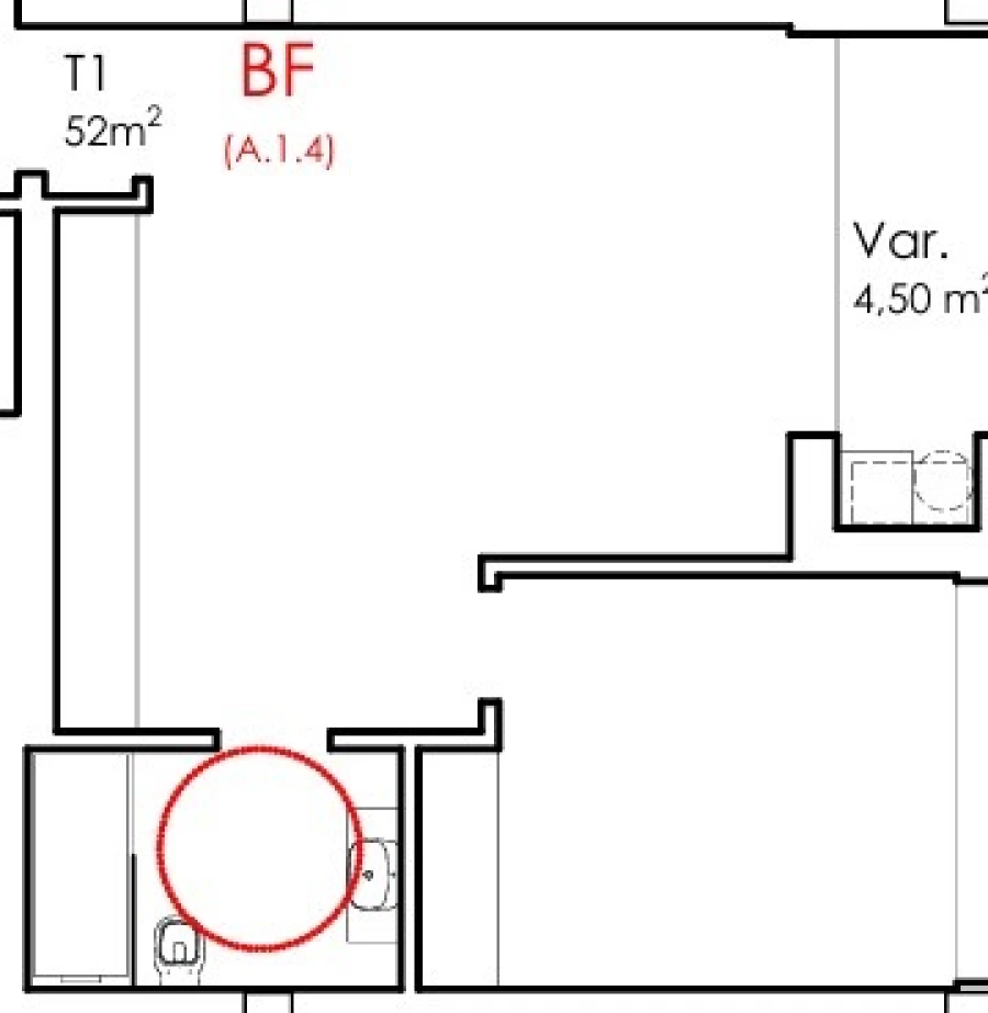 Apartamento T1 para Venda em Fânzeres e São Pedro da Cova Planta 1