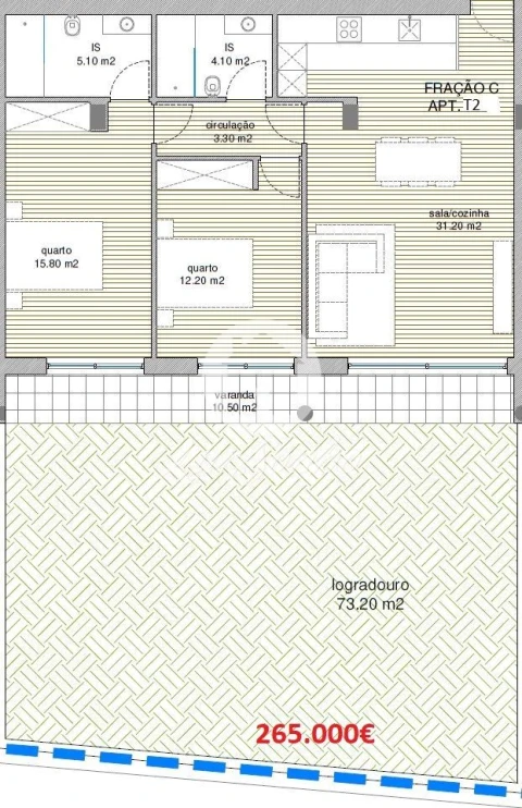 Apartamento T2 para Venda em Manhente