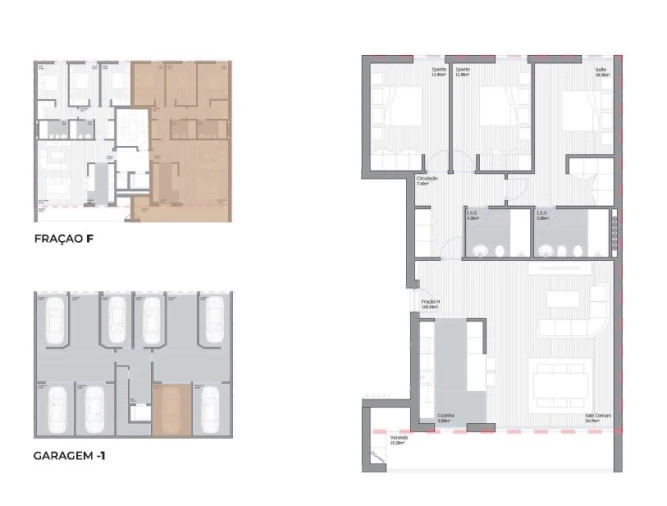 Apartamento T3 para Venda em São João Baptista Planta 1