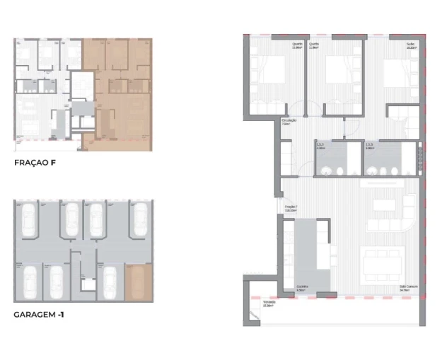 Apartamento T3 para Venda em São João Baptista Planta 1