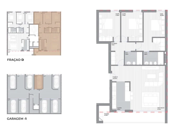Apartamento T3 para Venda em São João Baptista Planta 1
