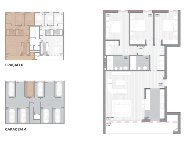 Apartamento T3 para Venda em São João Baptista Planta 1