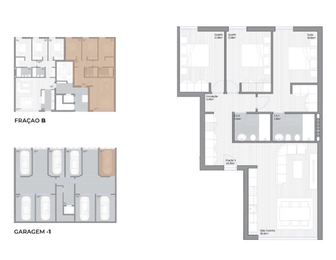 Apartamento T3 para Venda em São João Baptista Planta 1
