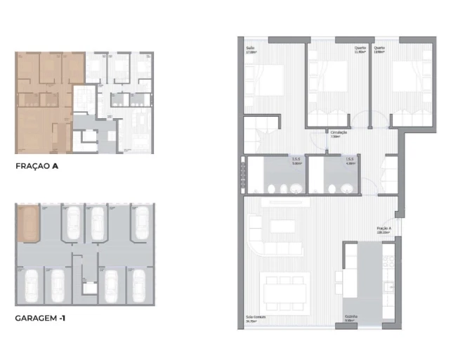 Apartamento T3 para Venda em São João Baptista Planta 1