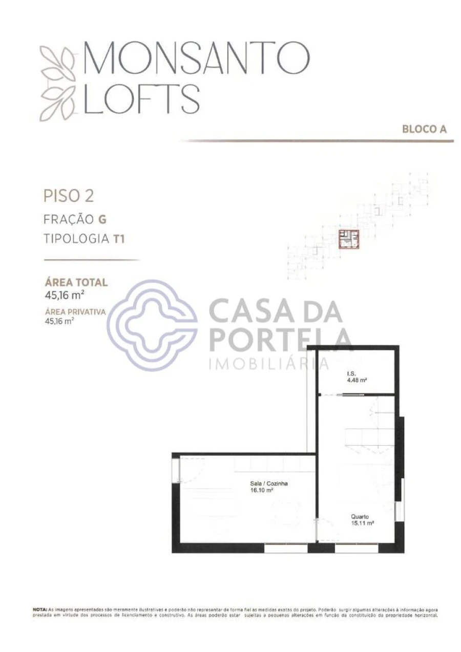 Apartamento T1 para Venda em Paranhos Planta 1